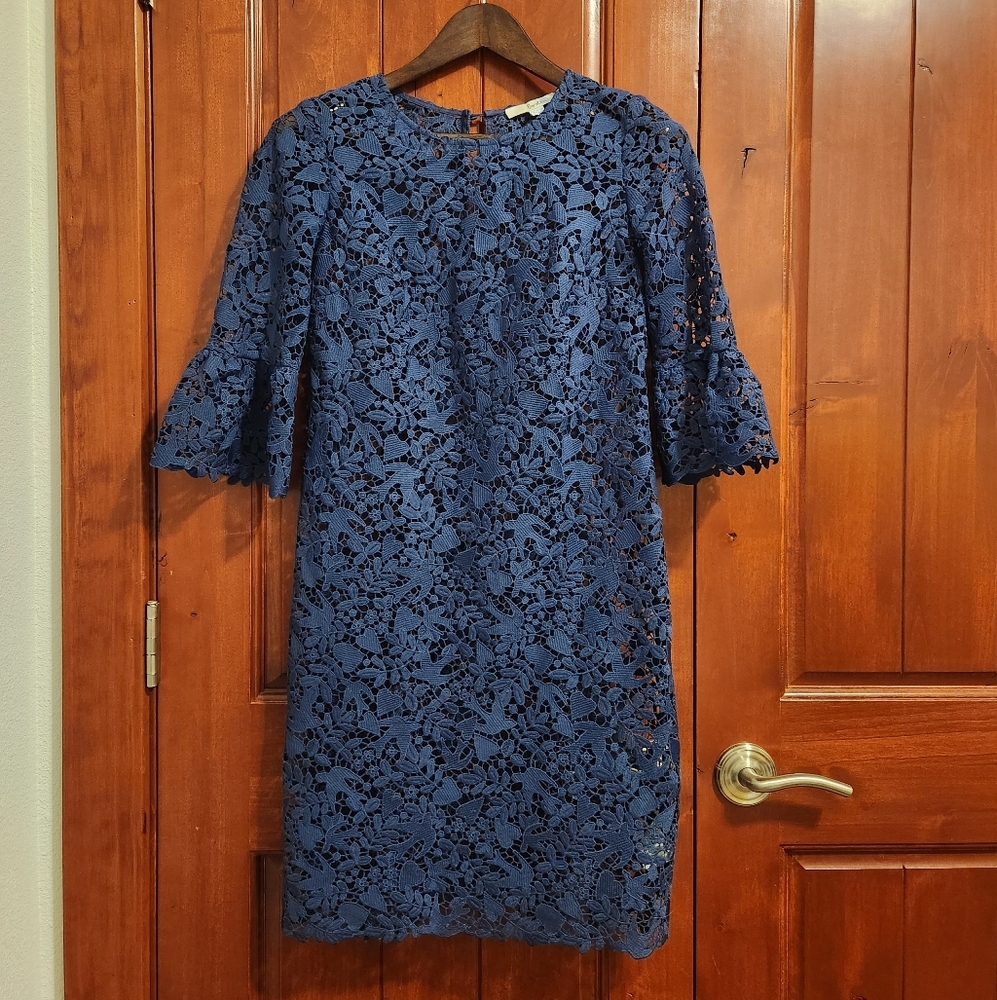 Boden Navy Blue Lace Overlay Slip Dress